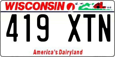 WI license plate 419XTN