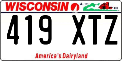 WI license plate 419XTZ