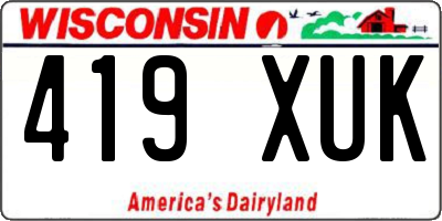 WI license plate 419XUK
