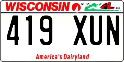 WI license plate 419XUN