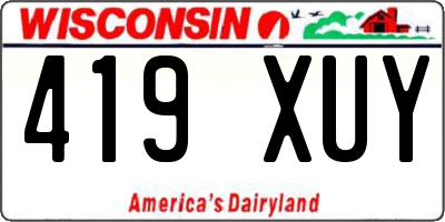 WI license plate 419XUY