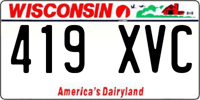 WI license plate 419XVC