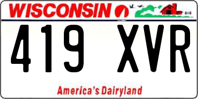 WI license plate 419XVR