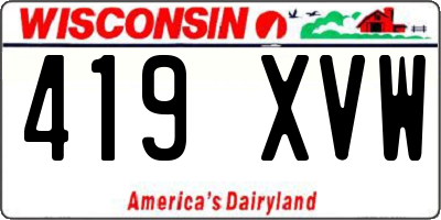 WI license plate 419XVW
