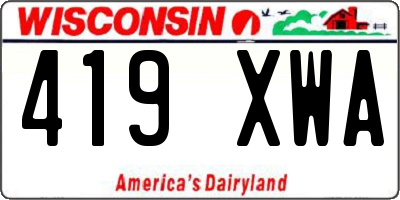 WI license plate 419XWA