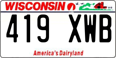 WI license plate 419XWB