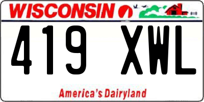WI license plate 419XWL