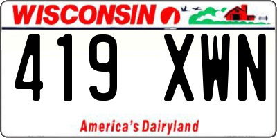 WI license plate 419XWN