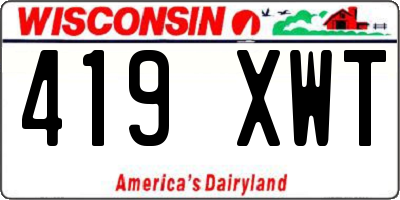 WI license plate 419XWT