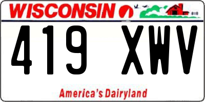 WI license plate 419XWV