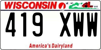 WI license plate 419XWW