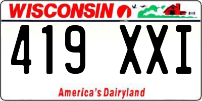 WI license plate 419XXI