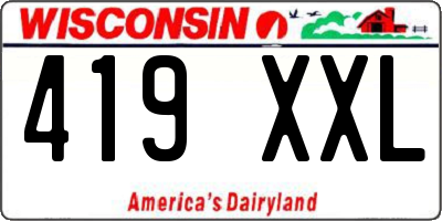 WI license plate 419XXL