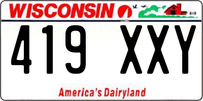 WI license plate 419XXY