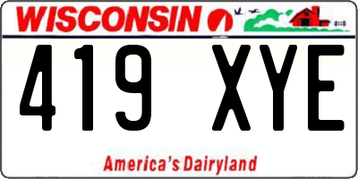 WI license plate 419XYE