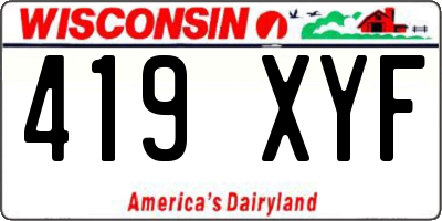 WI license plate 419XYF