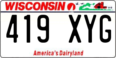 WI license plate 419XYG