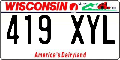 WI license plate 419XYL