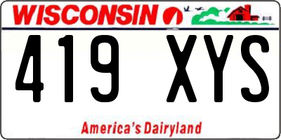 WI license plate 419XYS