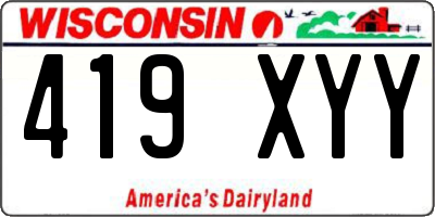 WI license plate 419XYY
