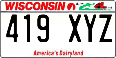 WI license plate 419XYZ