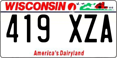 WI license plate 419XZA