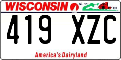 WI license plate 419XZC