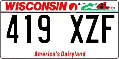 WI license plate 419XZF