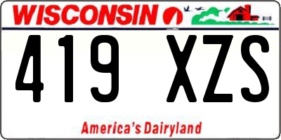 WI license plate 419XZS