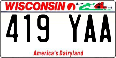 WI license plate 419YAA