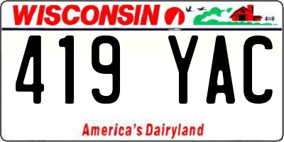 WI license plate 419YAC