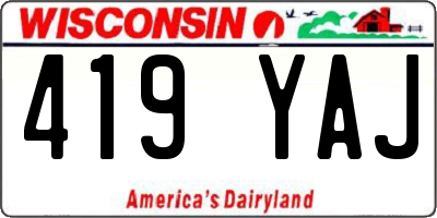 WI license plate 419YAJ