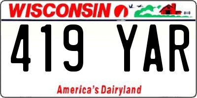 WI license plate 419YAR