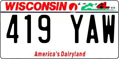 WI license plate 419YAW