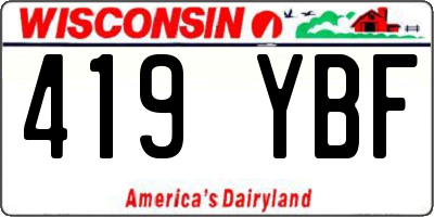 WI license plate 419YBF