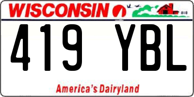 WI license plate 419YBL