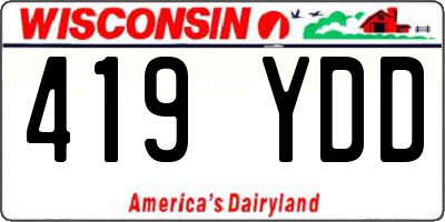 WI license plate 419YDD