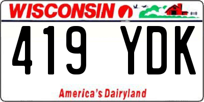 WI license plate 419YDK