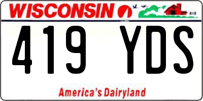 WI license plate 419YDS
