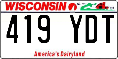 WI license plate 419YDT