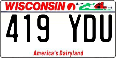 WI license plate 419YDU