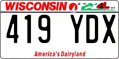 WI license plate 419YDX