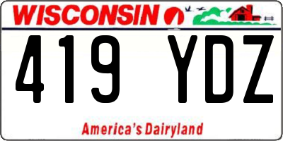 WI license plate 419YDZ