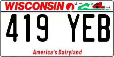 WI license plate 419YEB