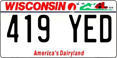WI license plate 419YED