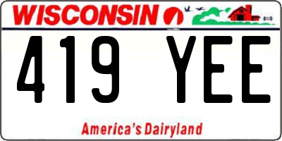 WI license plate 419YEE