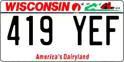 WI license plate 419YEF