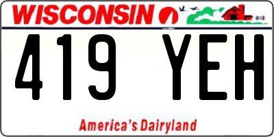 WI license plate 419YEH