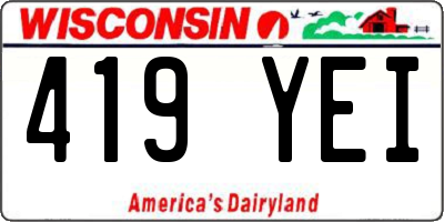 WI license plate 419YEI