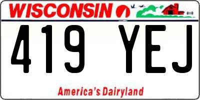WI license plate 419YEJ